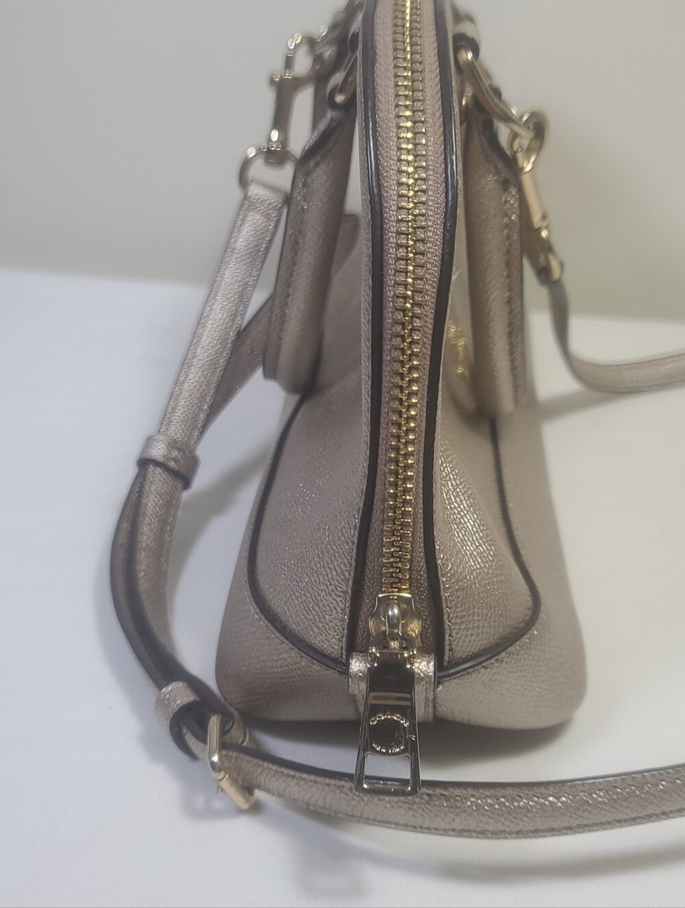 Coach Platinum Gold Sierra Satchel Metallic Leather Handbag Purse F22315 - Picture 3 of 16